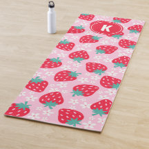 Monograma com padrão floral de morangos vermelhos 