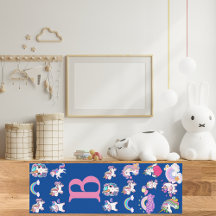 Monograma de Azul Unicórnio Personalizado