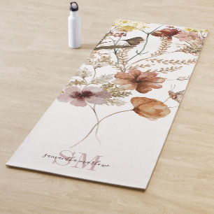 Tapete De Yoga Monograma De Flores Selvagens