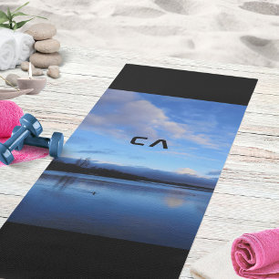 Tapete De Yoga Monograma de Fotografia no Lago Azul