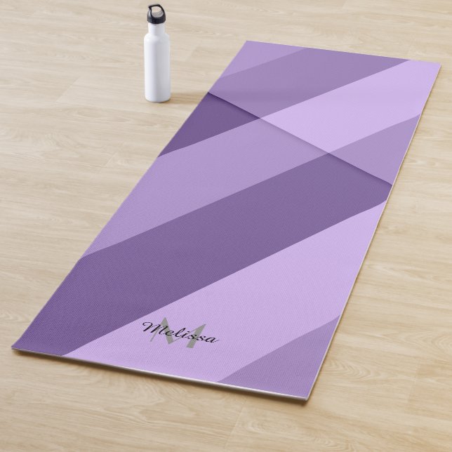 Tapete De Yoga Monograma de linha geométrica roxa ultra violeta (In Situ)