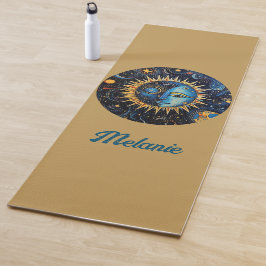 Tapete De Yoga Monograma de Lua Solar Celestial Moderna Minimalis