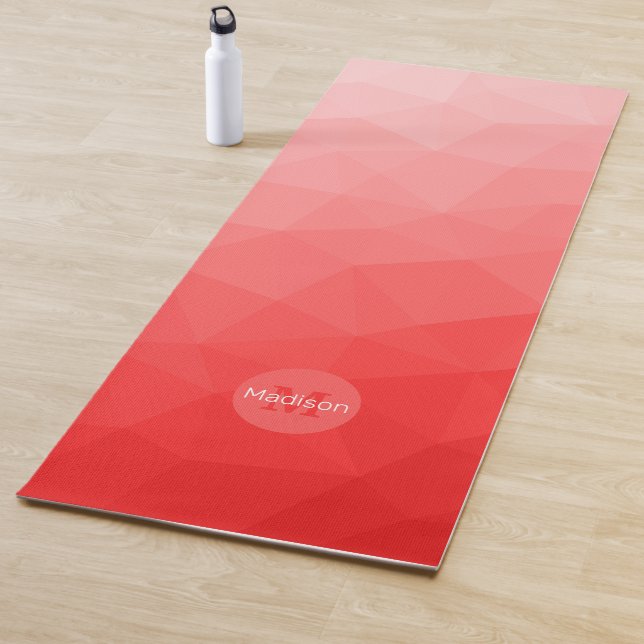 Tapete De Yoga Monograma de Malha Geométrica com Gradiente Vermel (In Situ)
