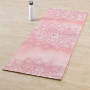 Tapete De Yoga Monograma de Mandala Rosa