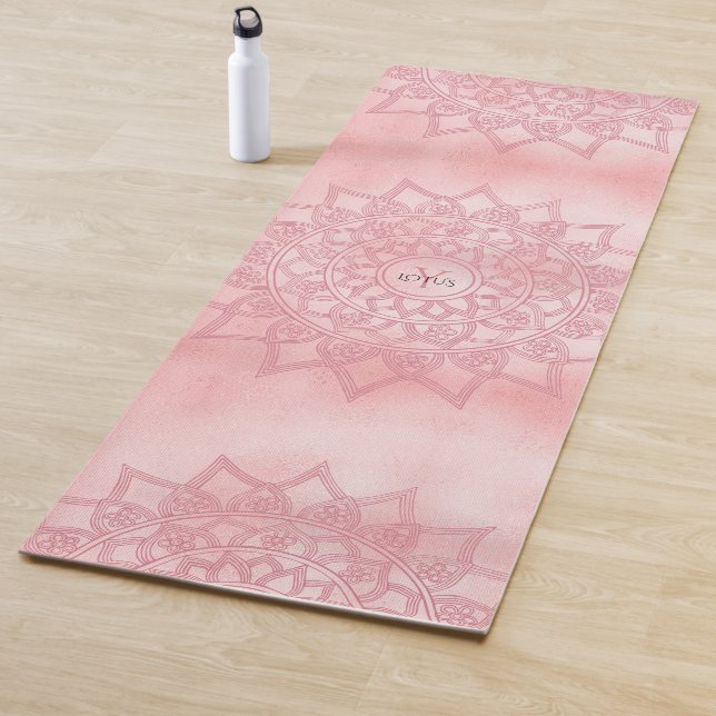 Tapete De Yoga Monograma de Mandala Rosa (In Situ)