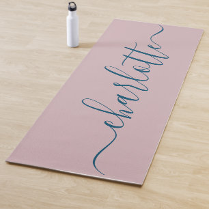 Tapete De Yoga Monograma de Na moda simples, cor-de-rosa e azul