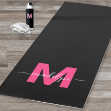 Monograma de Nome Feminino Preto Rosa