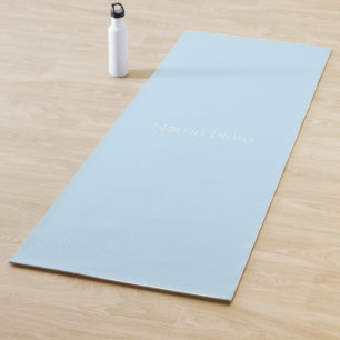 Tapete De Yoga Monograma de nome personalizado azul-claro mínimo