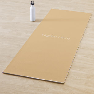 Tapete De Yoga Monograma de nome personalizado khaki minimalista