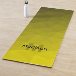 Tapete De Yoga Monograma de padrão ombre de malha geométrica escu