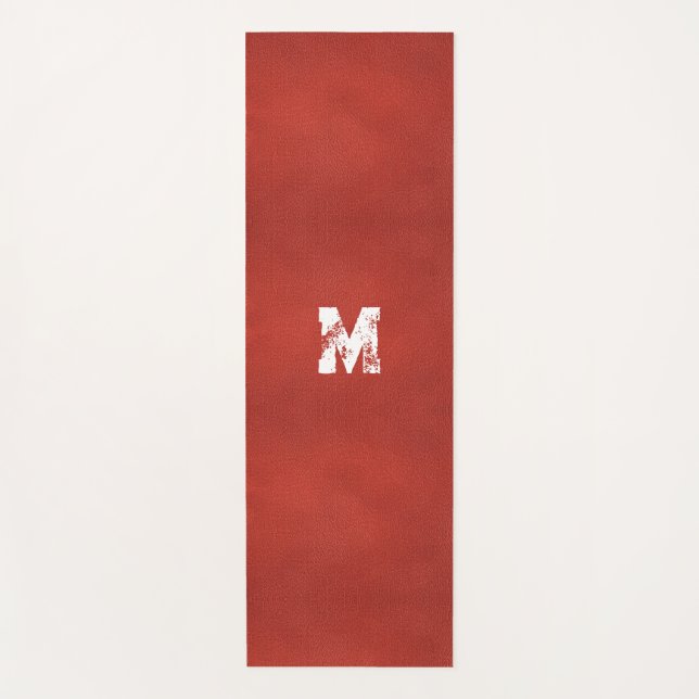 Tapete De Yoga Monograma de Texto Distinto Personalizado Faux Lea (Frente)