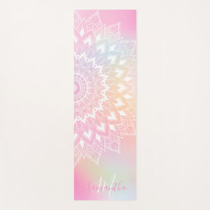 Tapete De Yoga Monograma do arco-íris branco moderno de mandala g
