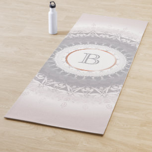 Tapete De Yoga Monograma Dourado do Pastel Mandala