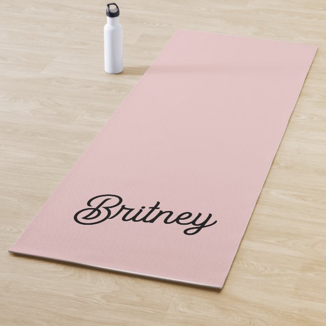 Tapete De Yoga Monograma e Nome Moderno Pink Pidroso Blush (In Situ)