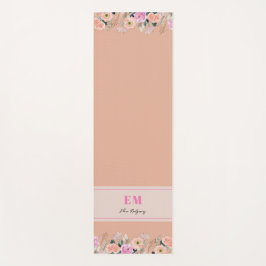 Tapete De Yoga Monograma floral de Rosa Dusty
