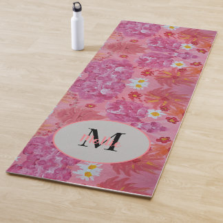 Tapete De Yoga Monograma Floral de Rosa sunset Yoga Mat