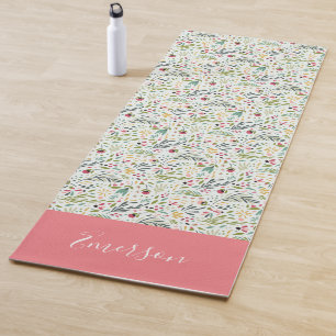 Tapete De Yoga Monograma Floral do Jardim Whimsy
