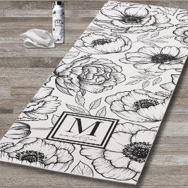 Tapete De Yoga Monograma Floral Personalizado