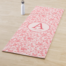 Tapete De Yoga Monograma Floral Rosa