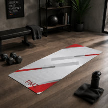 Monograma Geométrico Vermelho Cinza Moderno