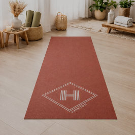 Tapete de Yoga | Monograma Inicial Geométrico Eleg