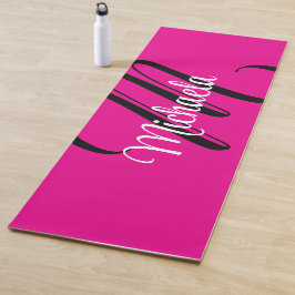 Tapete De Yoga Monograma inicial minimalista moderno nome rosa qu