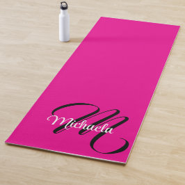 Tapete De Yoga Monograma inicial minimalista moderno nome rosa qu