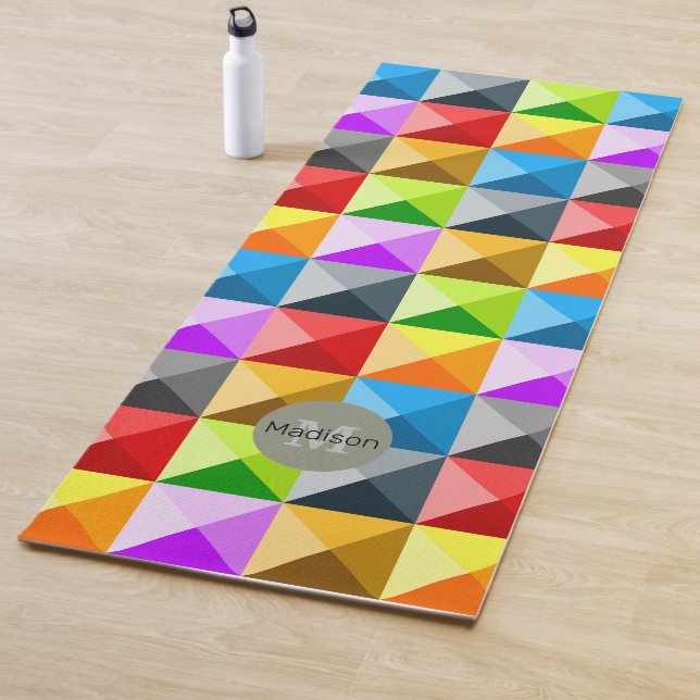 Tapete De Yoga Monograma Legal Triângulo Colorido Monograma (In Situ)