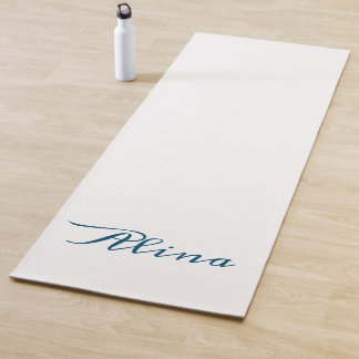 Tapete De Yoga Monograma marinho azul e branco