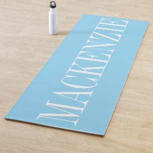 Tapete De Yoga Monograma Moderno Minimal Azul Branco