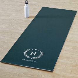 Tapete De Yoga Monograma Moderno Minimalista Verde Escuro Stylish