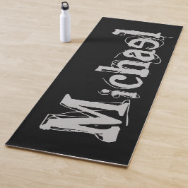 Tapete De Yoga Monograma moderno minimalista: yoga branco preto