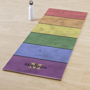 Tapete De Yoga Monograma negro angustiado do orgulho LGBT da Vint
