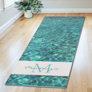 Tapete De Yoga Monograma Nome Turquesa