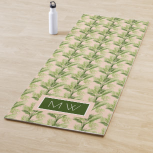 Tapete De Yoga Monograma Oásis Indoor Padrão de Árvore Palm