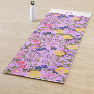 Tapete De Yoga Monograma personalizado aniversário de 50 anos flo