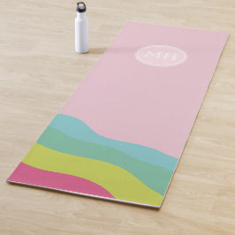 Tapete De Yoga Monograma personalizado arco-íris colorido trendy 