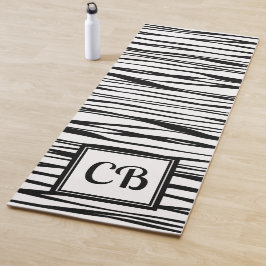 Tapete De Yoga Monograma Personalizado - Arte Elegante Preta
