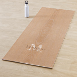 Tapete De Yoga Monograma personalizado de madeira castanha clara