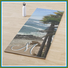 Tapete De Yoga Monograma Personalizado de Vista do Oceano de Para