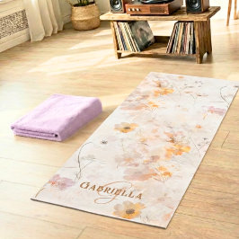 Tapete De Yoga Monograma Personalizado Floral Boêmio Elegante Aqu