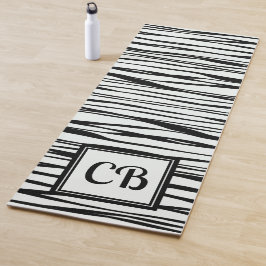 Tapete De Yoga Monograma Personalizado Linhas Elegantes Neve Pret