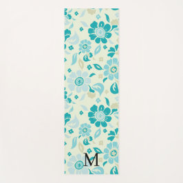 Tapete De Yoga Monograma personalizado padrão floral elegante