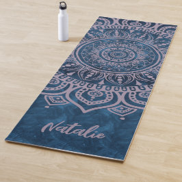 Tapete De Yoga Monograma prático Ioga linda azul Mandala