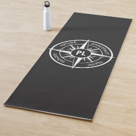 Tapete De Yoga Monograma preto e branco do emblema da estrela da 