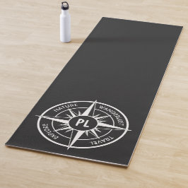 Tapete De Yoga Monograma preto e branco do emblema da estrela da 