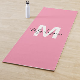 Tapete De Yoga Monograma Rosa Personalizado