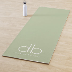 Tapete De Yoga Monograma Sage Green Na moda Modern Minimalist Yog