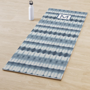Tapete De Yoga Monograma  Shibori Indigio Impressão