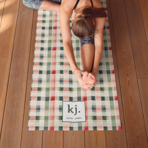 Tapete De Yoga Monograma Suave Evergreen Gingham